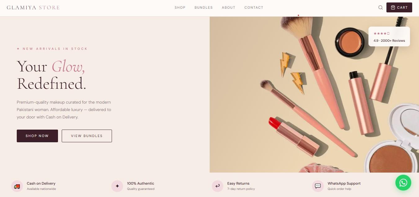 Glamiya — live site preview